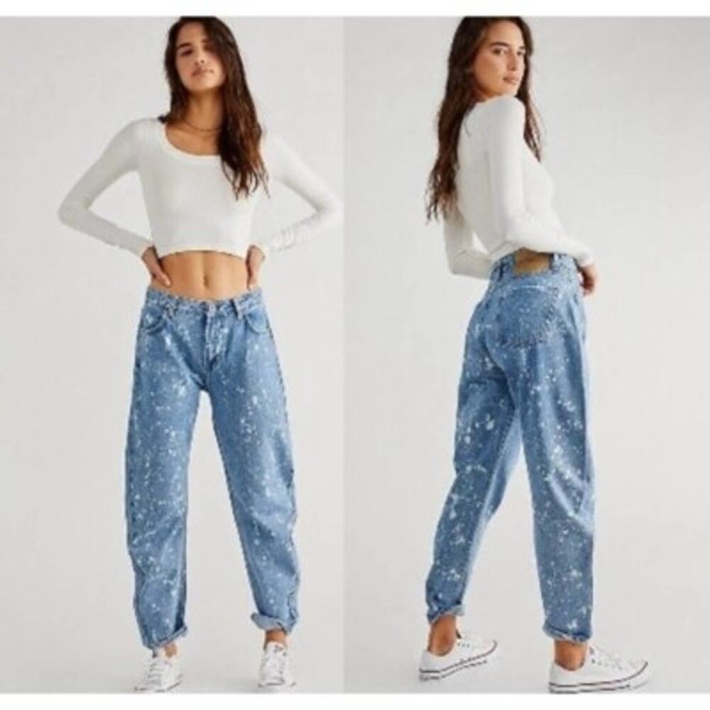 One Teaspoon Paint Splatter Crusaders Tapered Barrel Jeans Size 27